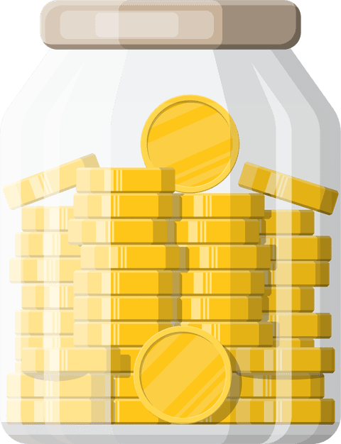 Jar of 24K gold coins saved with Bright DiGi Gold